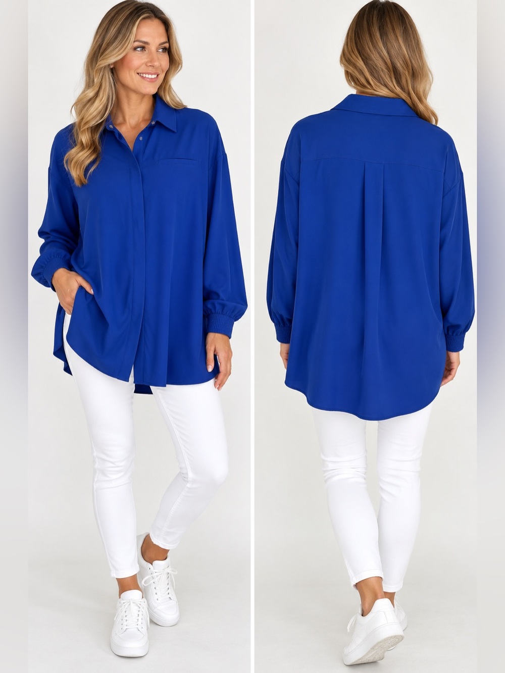Nike Women’s 24.7 Dri-FIT Oversized Long Sleeve PerfectStretch Shirt Blue XL NWT